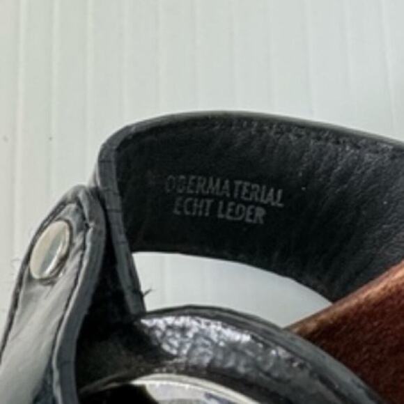 Paul Green wood  sandals thong style with metal emblem size 3 1/2 UK 6 US - Picture 13 of 14